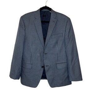 Michael Kors Performance Blazer Navy Plaid Jacket Size 40S
